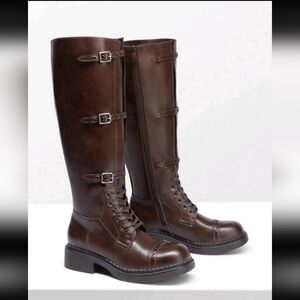 BRAND NEW IN BOX ** Brown Leather Knee-High Boots